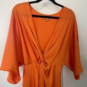 ASOS Kimono Twist Front Midi Dress- Tangerine/Orange Size US 4
